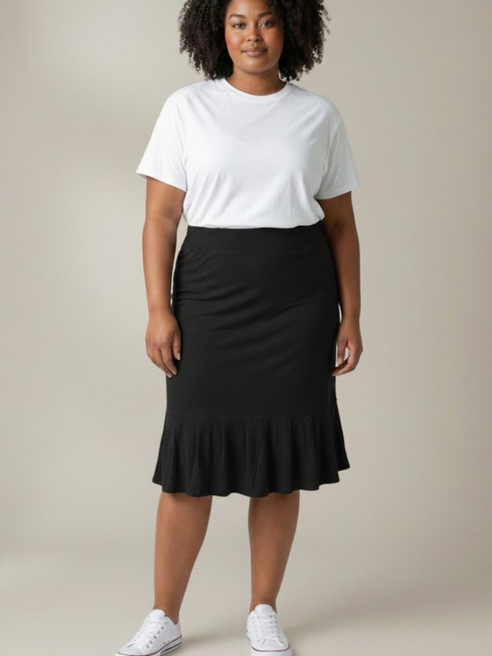 J.Jill Wearever Collection Ruffle Hem Skirt Matte Black (Size 2X)